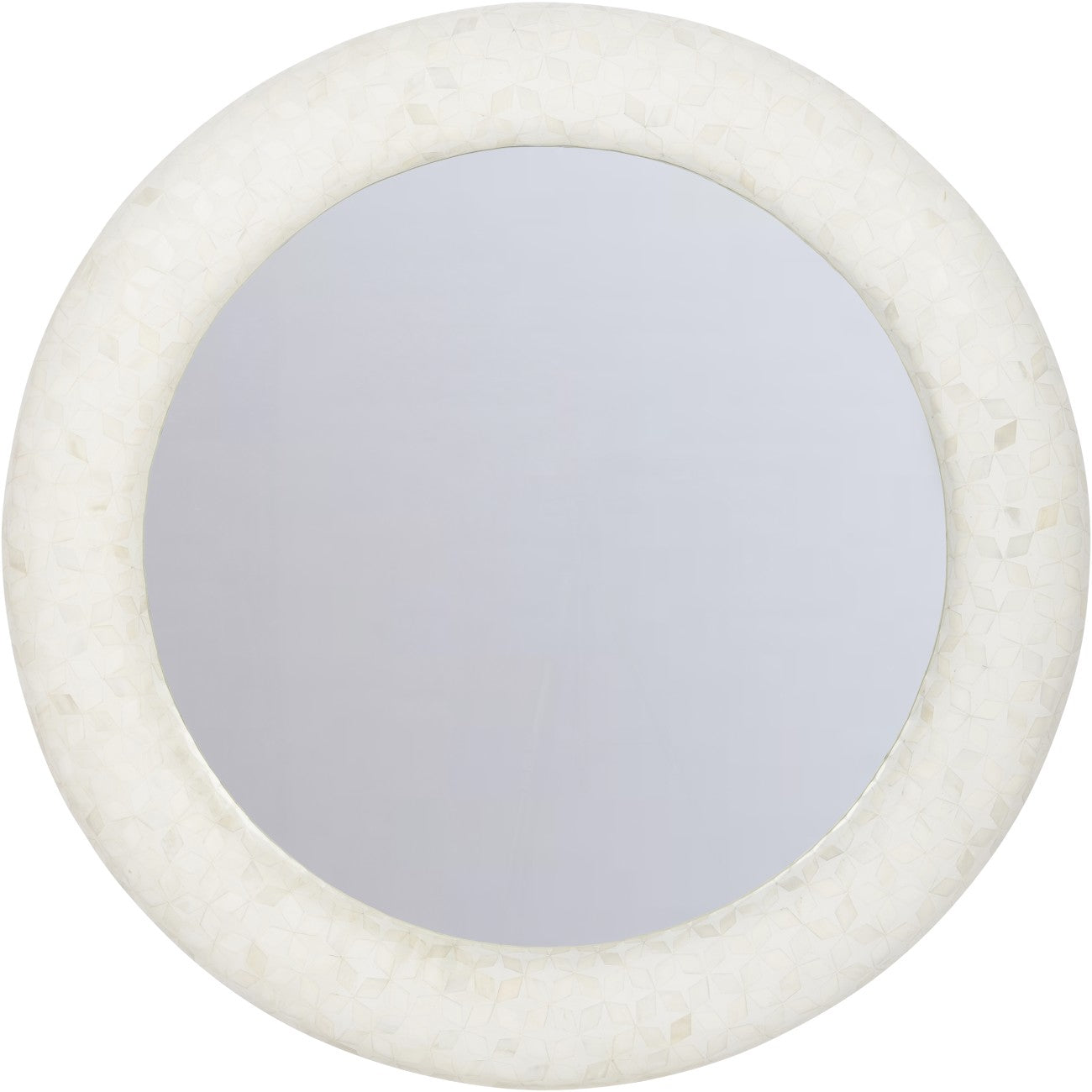 Aspen White Bone Inlay Round Mirror 100cm